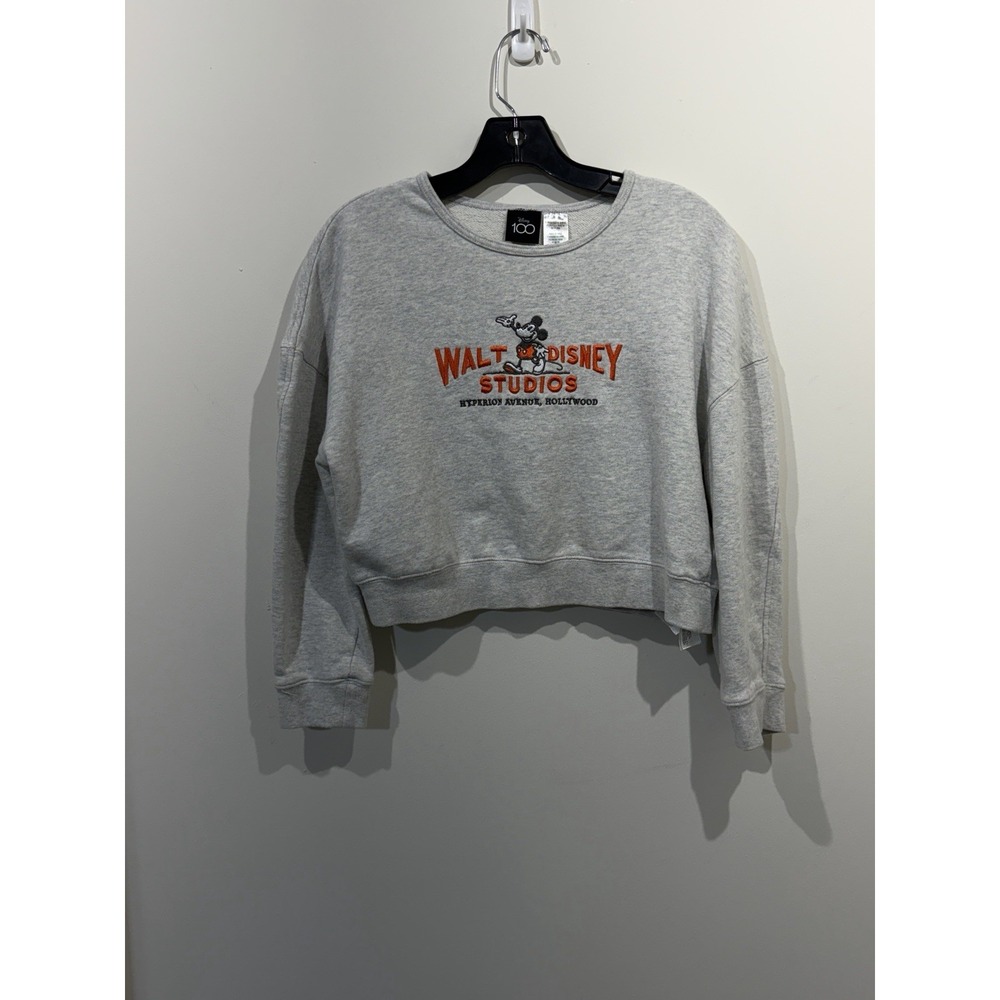 Mickey Long Sleeve Crop Sweatshirt Disney 100 The Eras Collection Gray Size XS